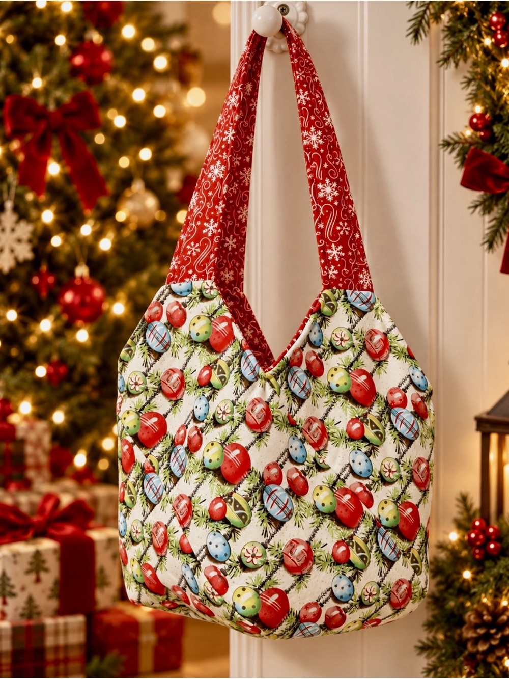 Christmas Midi Tote Bag. New. Quilted